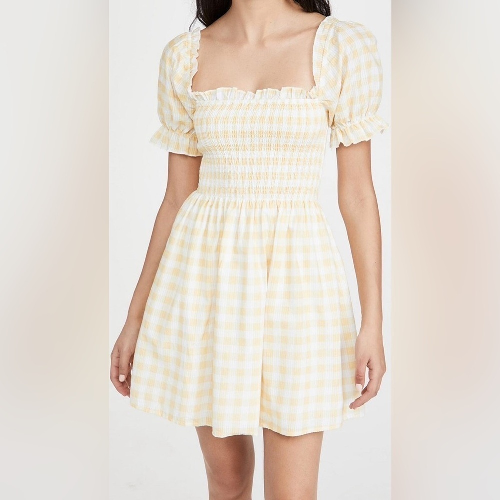 CHARLIE HOLIDAY Sienna yellow gingham mini dress size 8 NWT cottage core chic - Picture 12 of 14